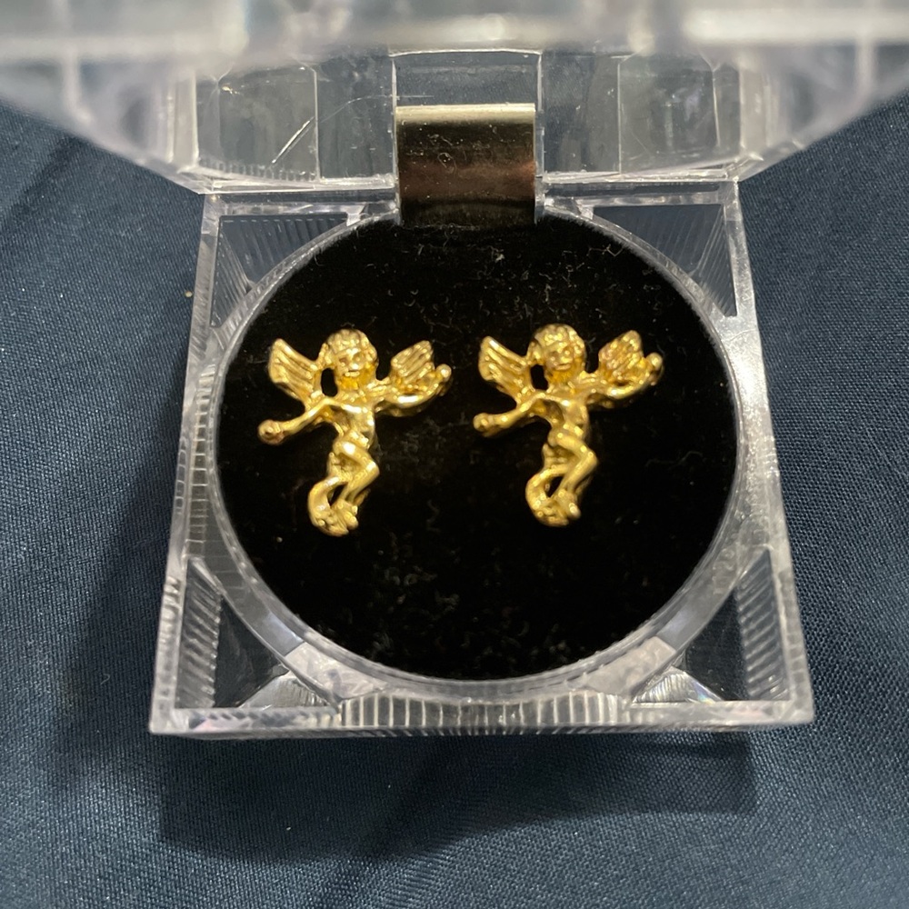 Angelic Gold-Tone Post Earrings